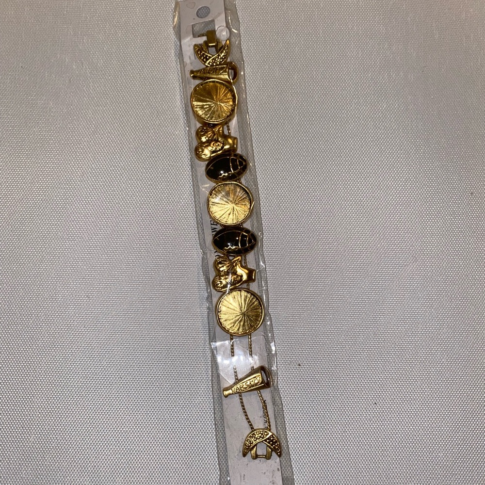 Gold clasp cheer charm bracelet